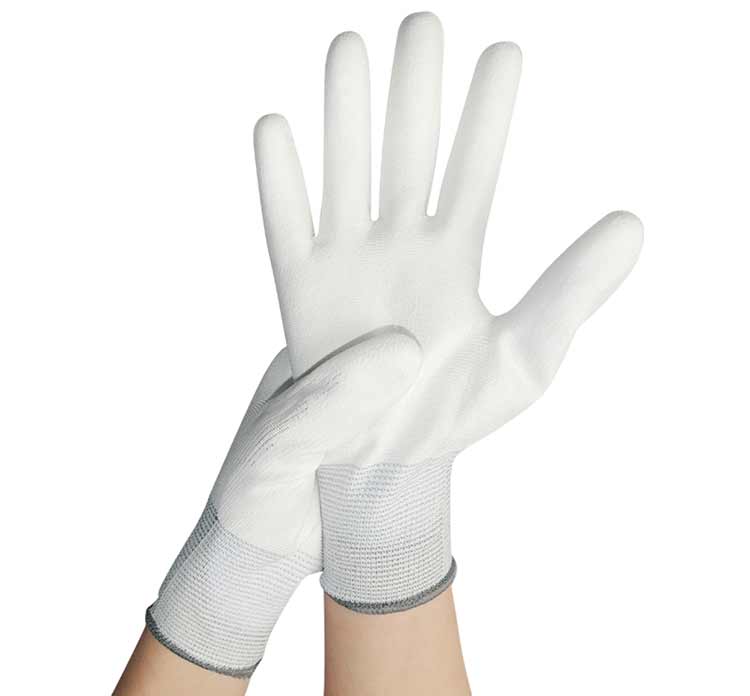 Thin White Nylon PU Finger-Coated Rubber Dipped Rubber Coated Palm  Electronic Dust-Free Anti-Static Protective Gloves - China Nitrile Gloves  and Work Gloves price